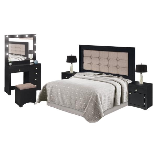Recamara King Size Jennifer 5 Piezas Negro - Kessa