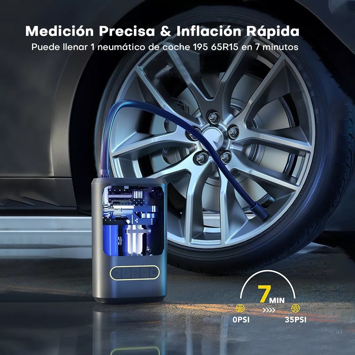 Compresor De Aire Portatil 80w Inflador De Llantas Bomba
