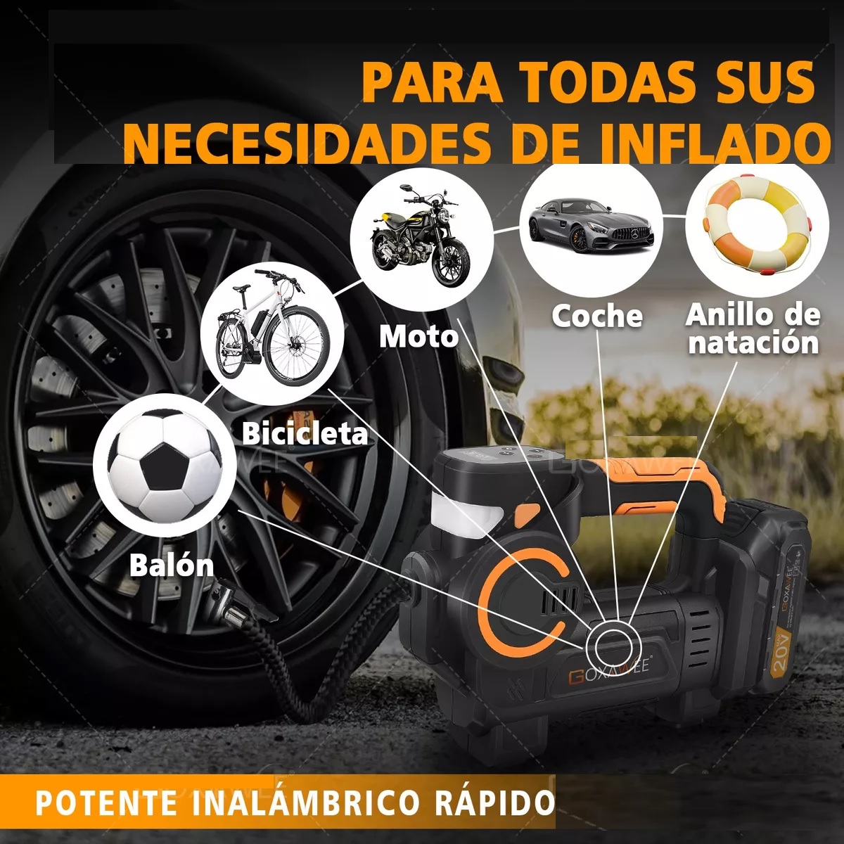 Compresor Inflador De Llantas Inalámbrico Portátil