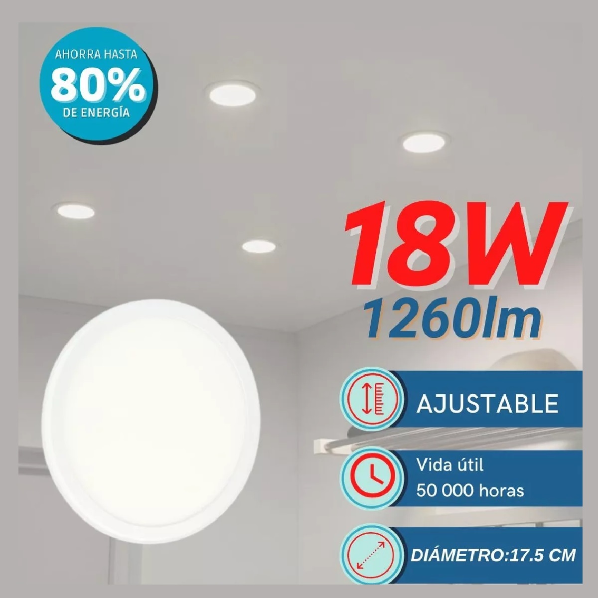 Lámpara Luminaria Luz 18w Ajustable 175mm Diámetro 5 Piezas