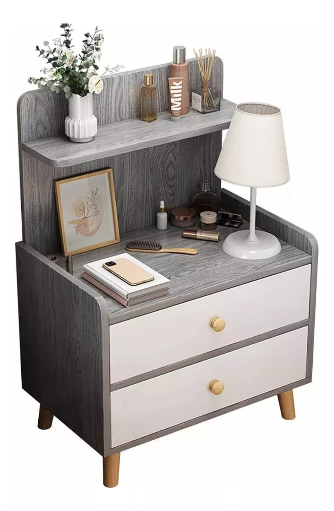 Buró Mesa De Noche Moderno Para Recamara Estilo Vintage