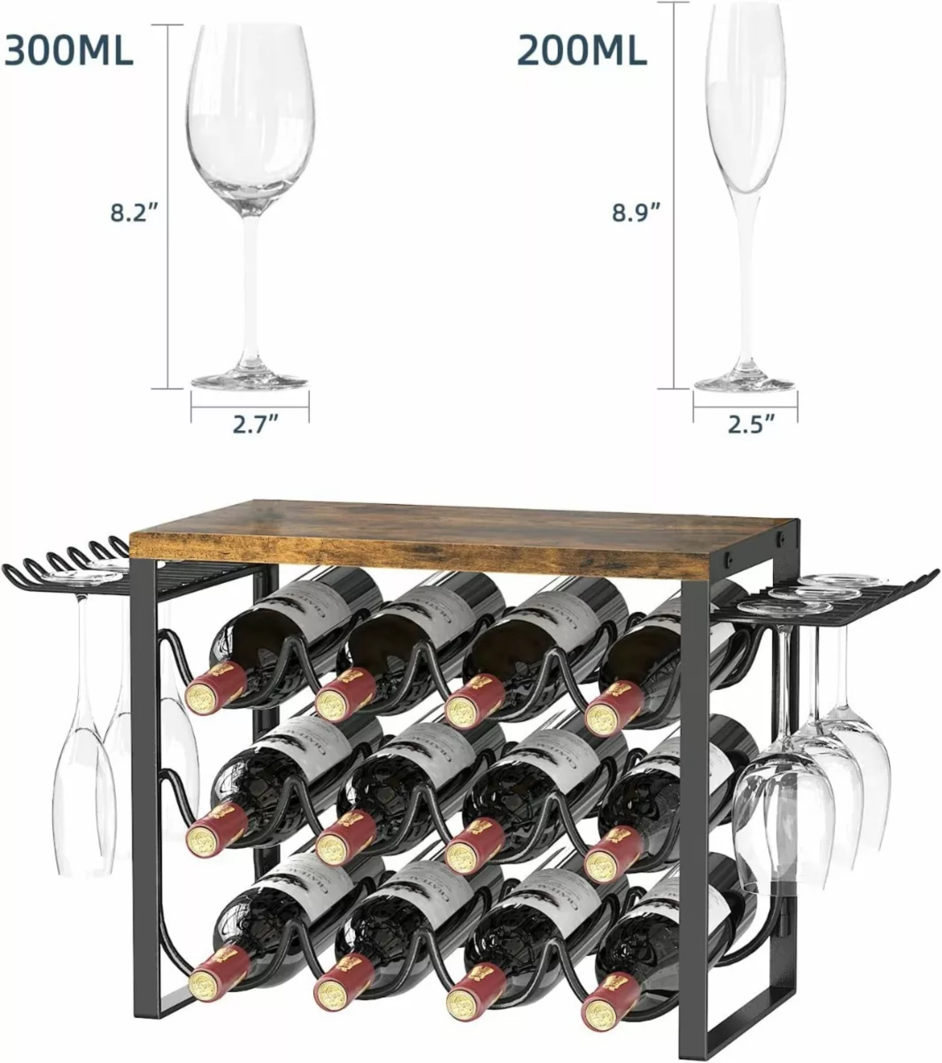 12 Botellas Vino Estante Metálico Apilable Cava Del Hogar