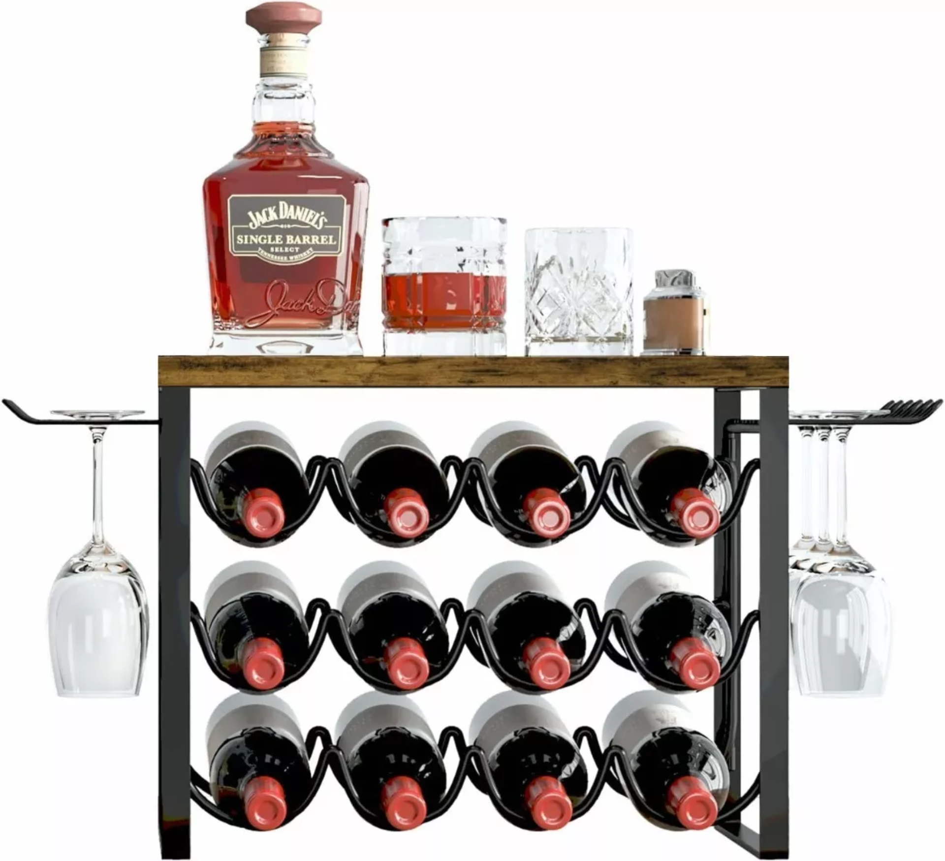 12 Botellas Vino Estante Metálico Apilable Cava Del Hogar