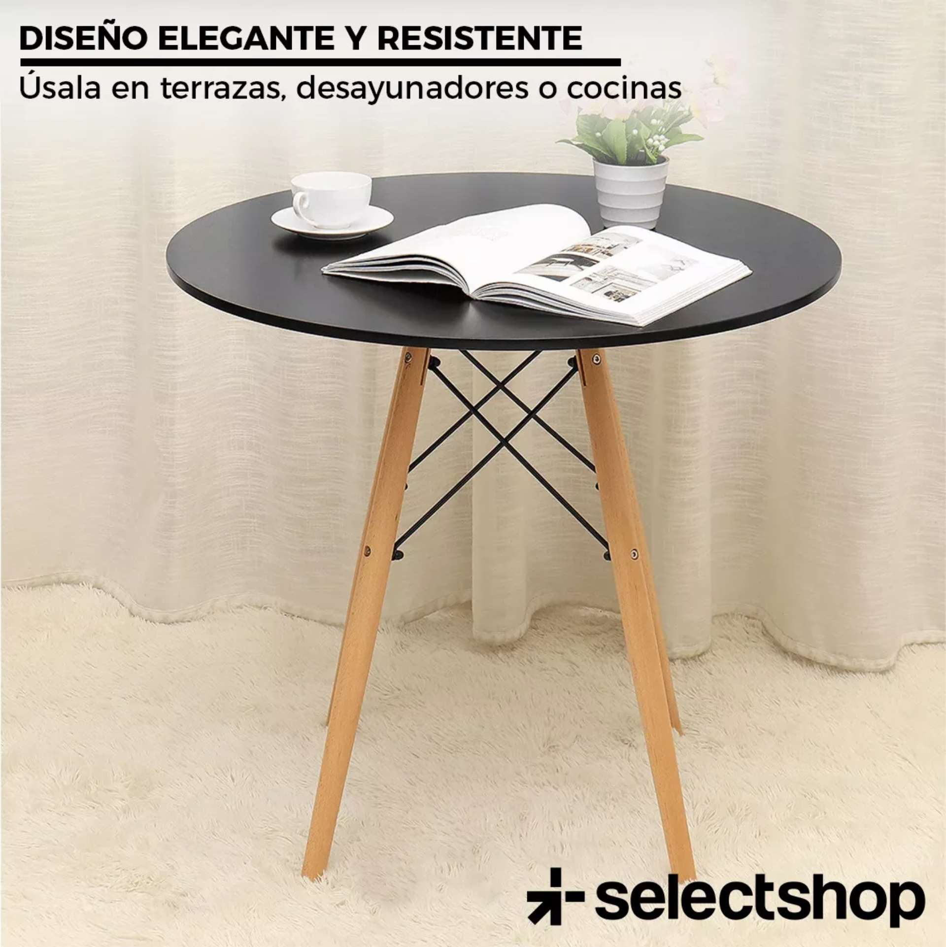 Mesa Comedor Eames Desayunador Redonda Minimalista 60cm