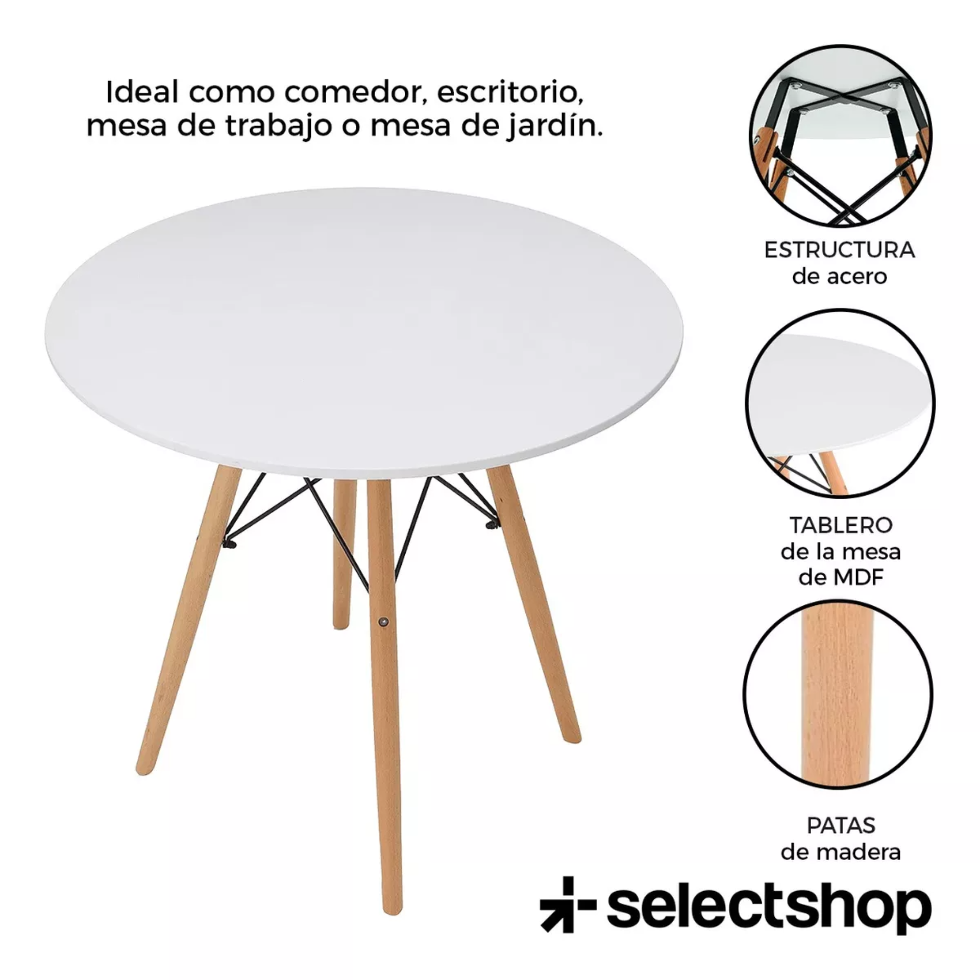 Mesa Comedor Eames Desayunador Redonda Minimalista 60cm