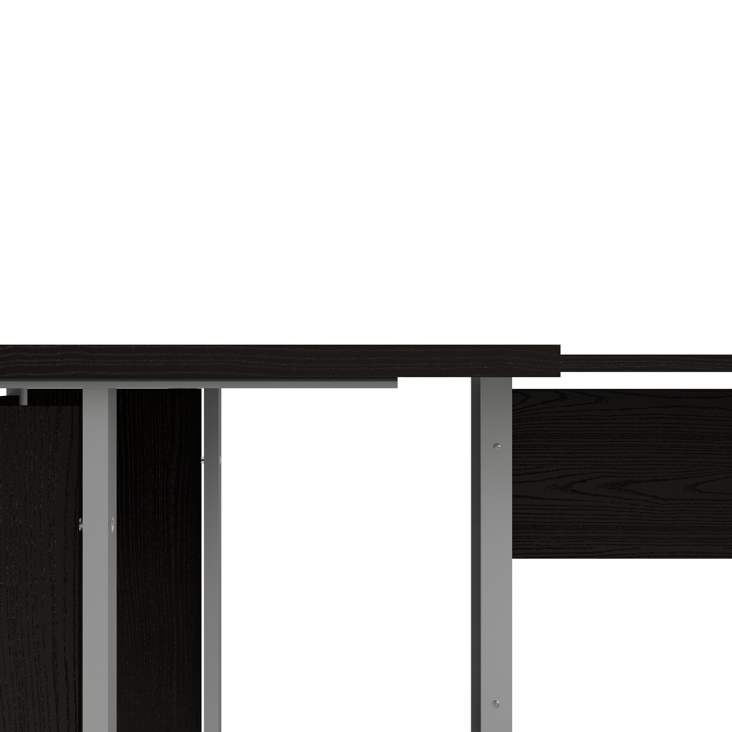 Set Esquinero de 2 Escritorios Negros con Base Metálica y Estructura de Madera Industrial