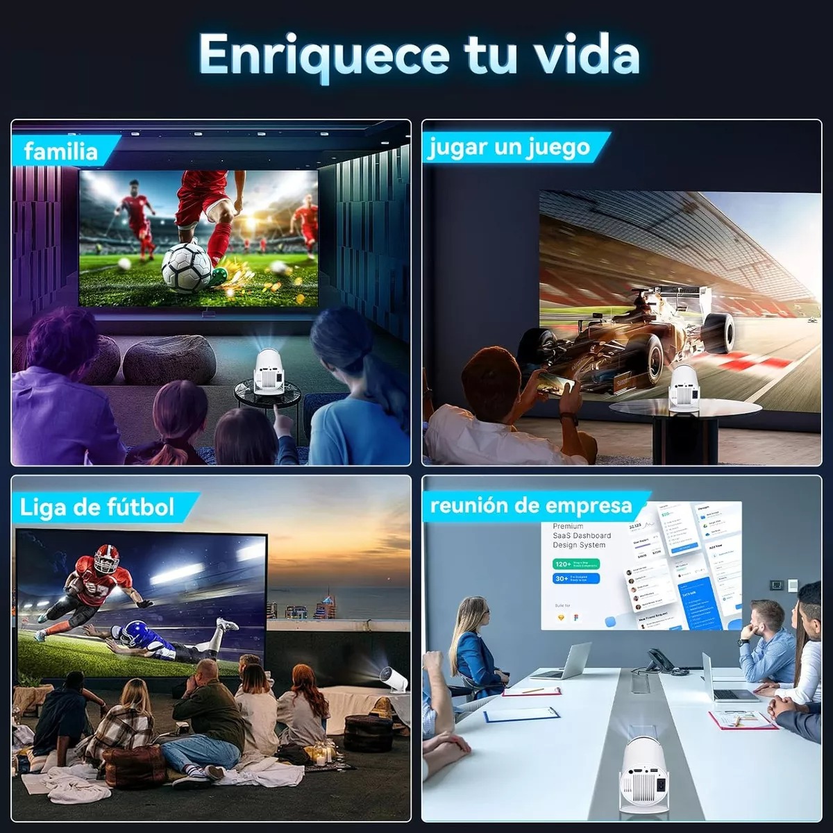 Proyector Profesional Portátil Mini 4k Hd Led 1080p 9000 Lm, No Viene Con Android Y Wifi