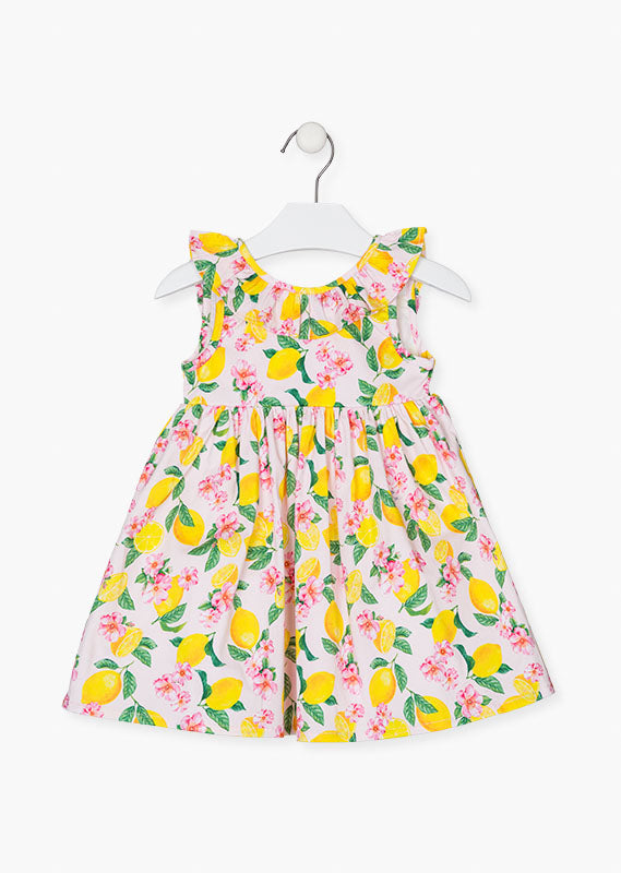 Vestido estampado limones para niña LOSAN