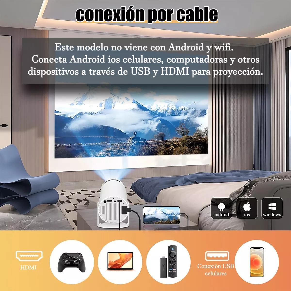 Proyector Profesional Portátil Mini 4k Hd Led 1080p 9000 Lm, No Viene Con Android Y Wifi