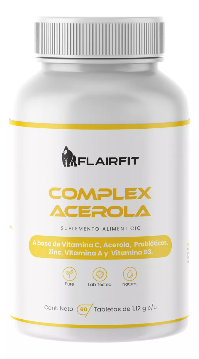 Flairfit® Complex Acerola, Formulación, Probióticos, Vitamína D3, 60 Tabletas Masticables Sabor Cereza