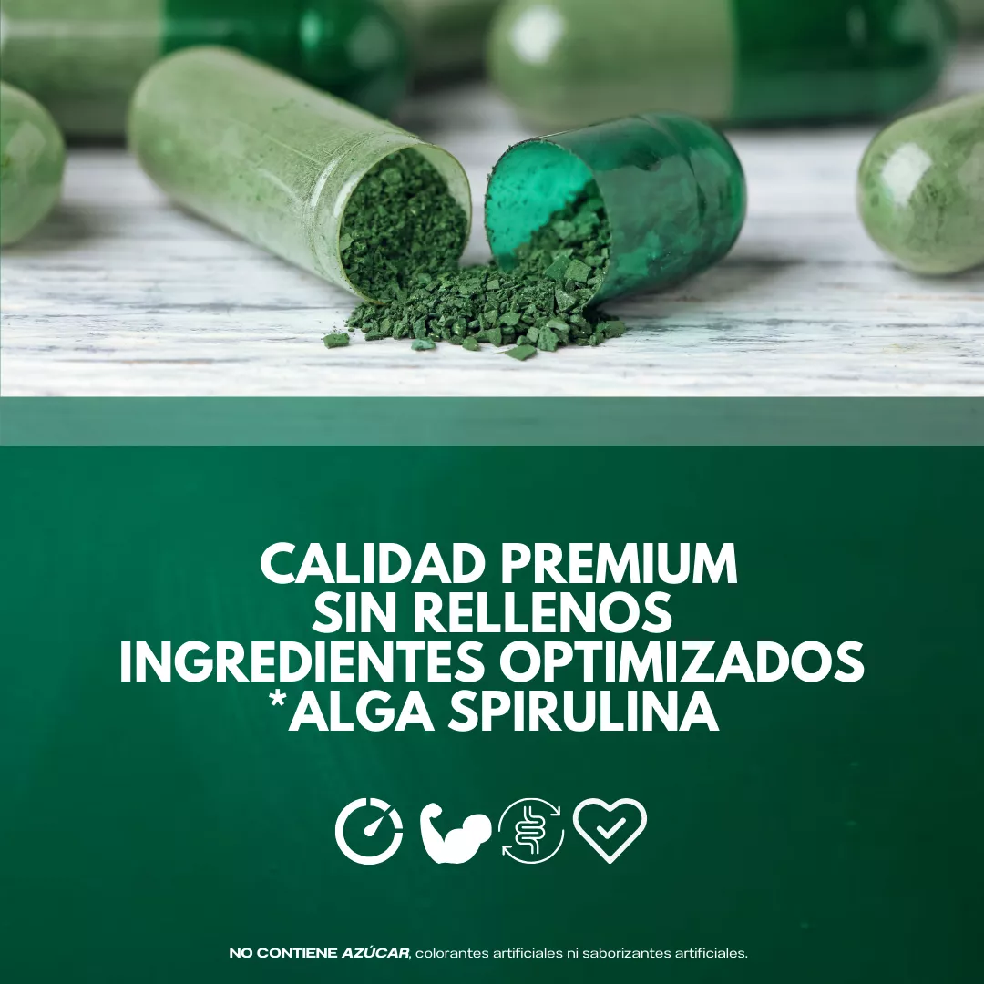 Suplemento Premium Flairfit® Alga de Spirulina Plus, Espirulina, 60 Cápsulas