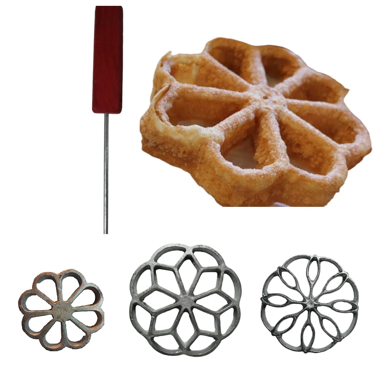 Paquete de 3 moldes para buñuelos navideños 