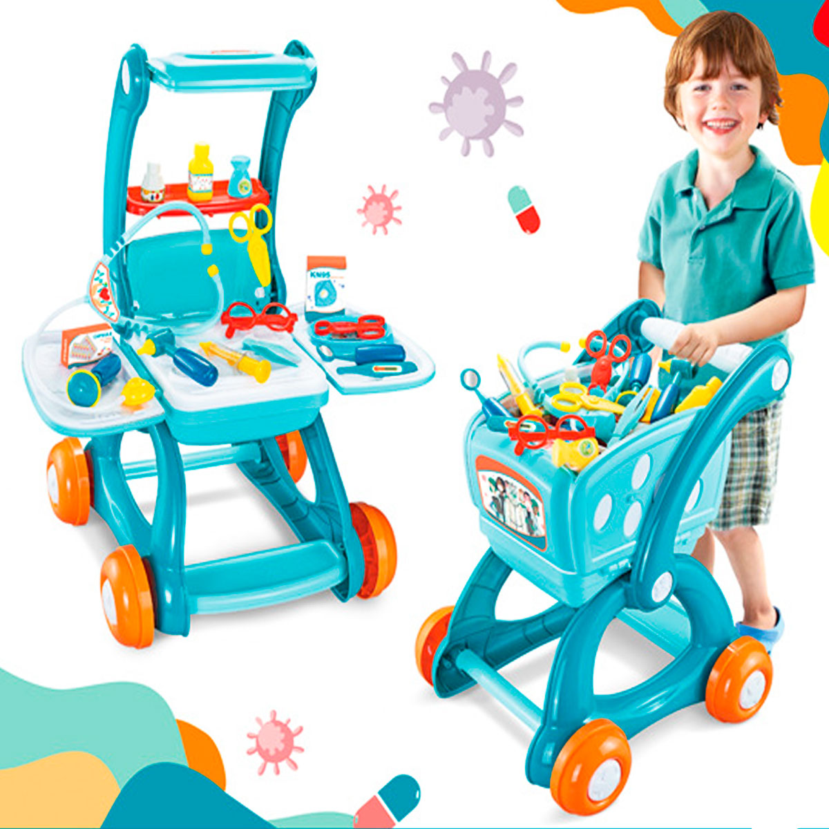  Carrito de Doctor 2en1 Azul