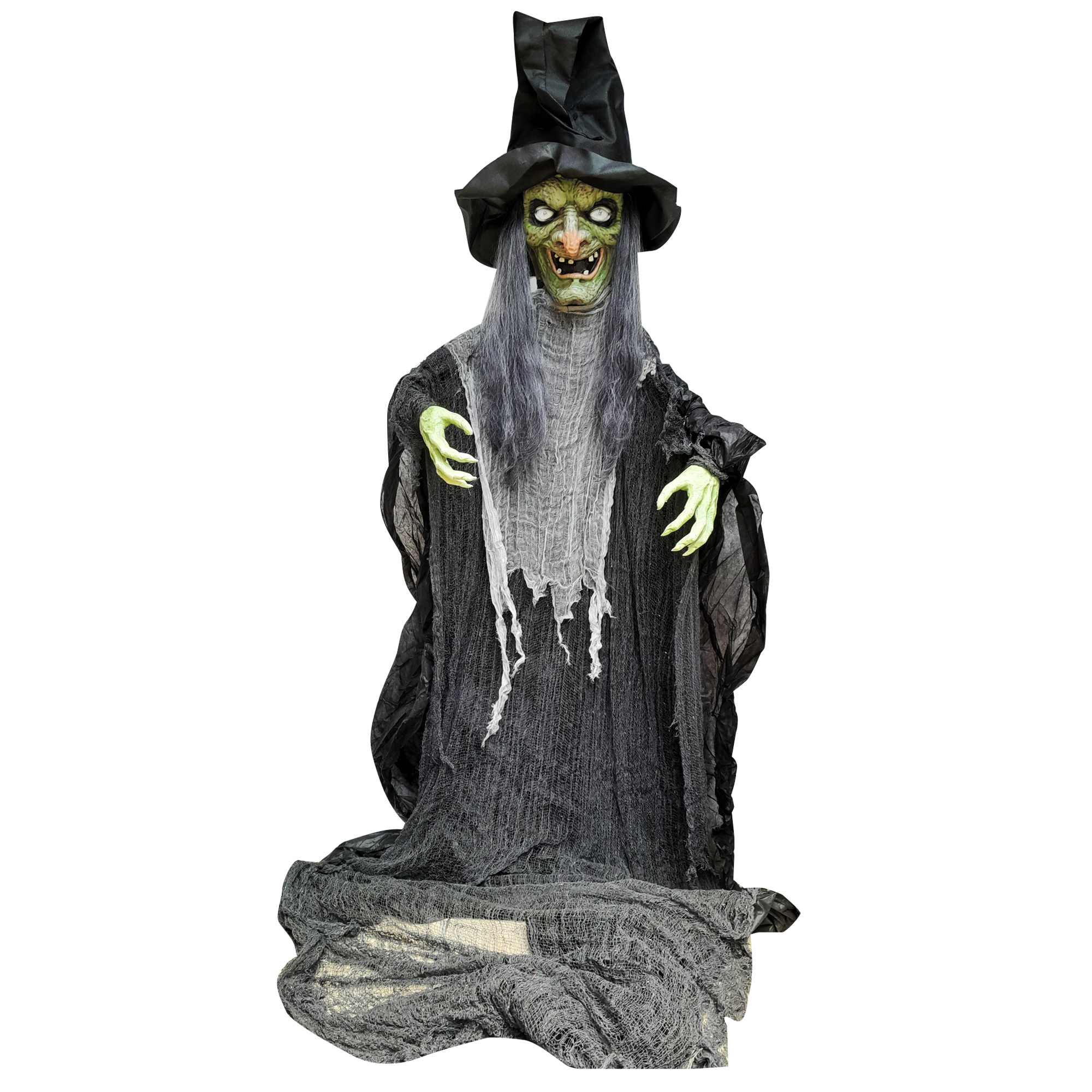 Halloween Bruja para  colgar verde con luz y frases 