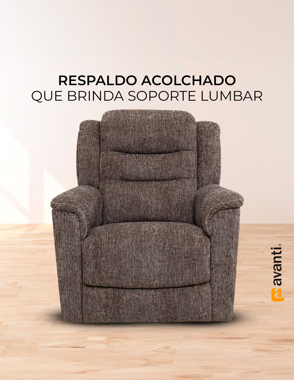 Sillón Reclinable Giratorio con Mecedora Brodi de tela color Café