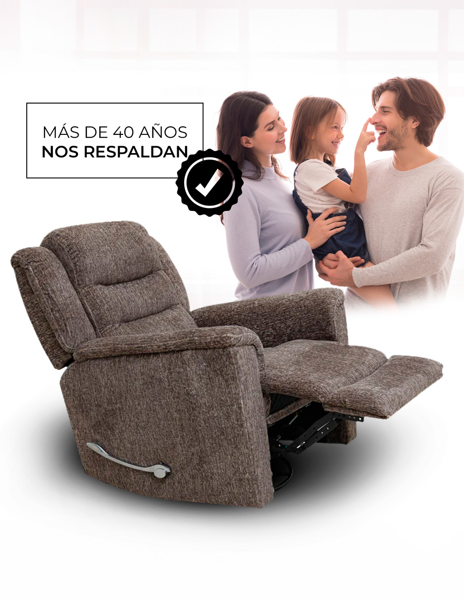Sillón Reclinable Giratorio con Mecedora Brodi de tela color Café