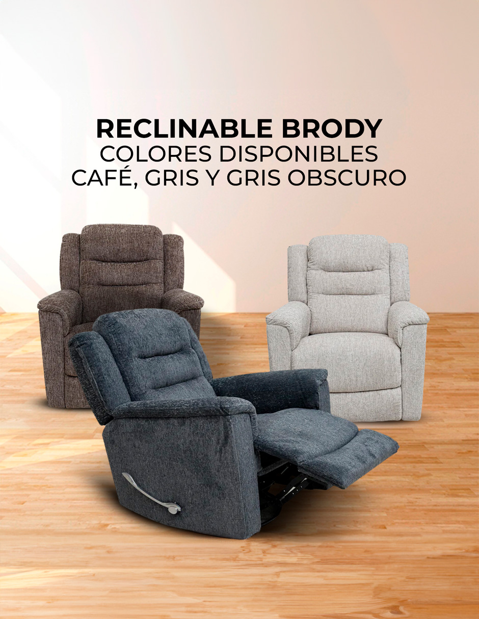 Sillón Reclinable Giratorio con Mecedora Brodi de tela color Café