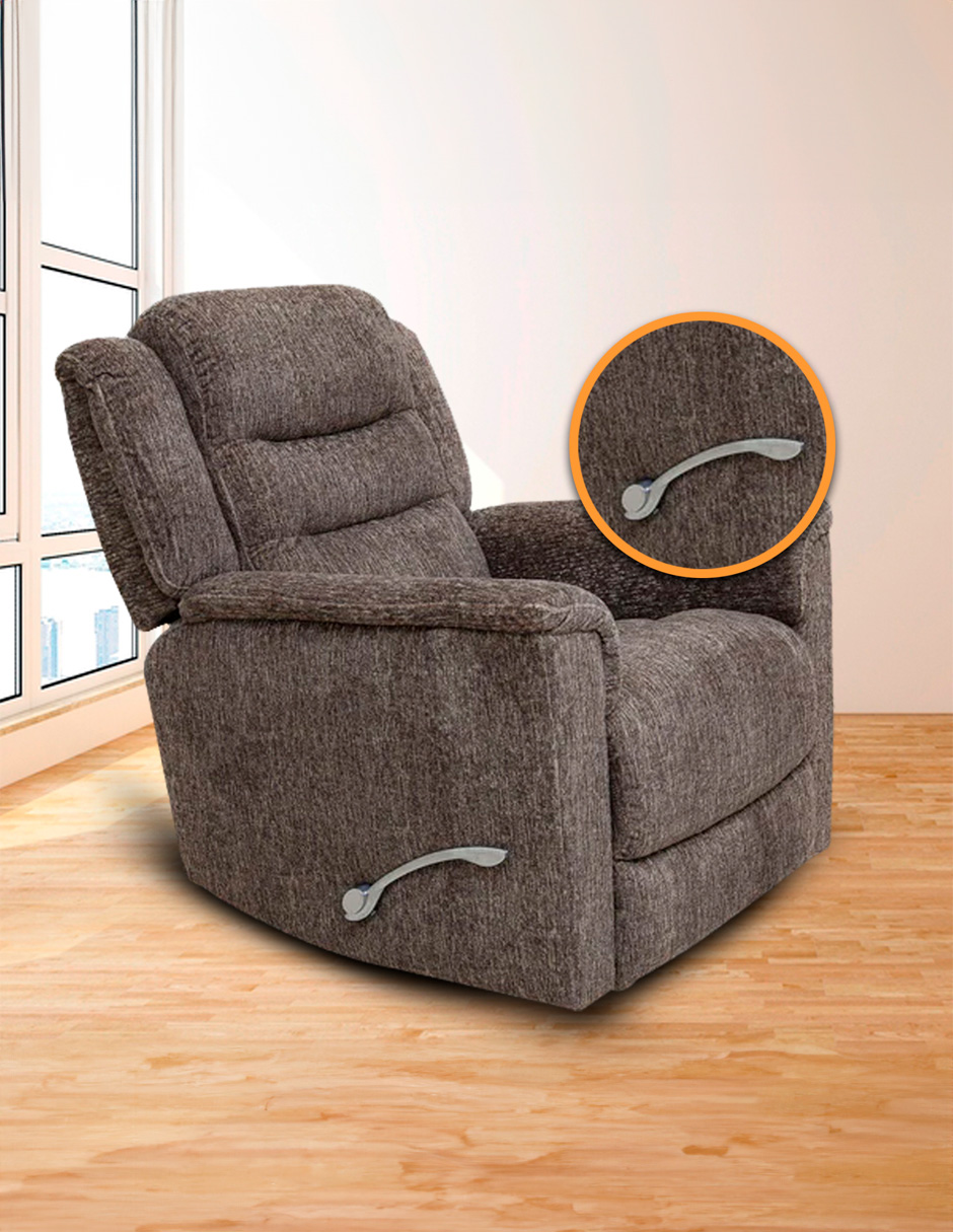 Sillón Reclinable Giratorio con Mecedora Brodi de tela color Café