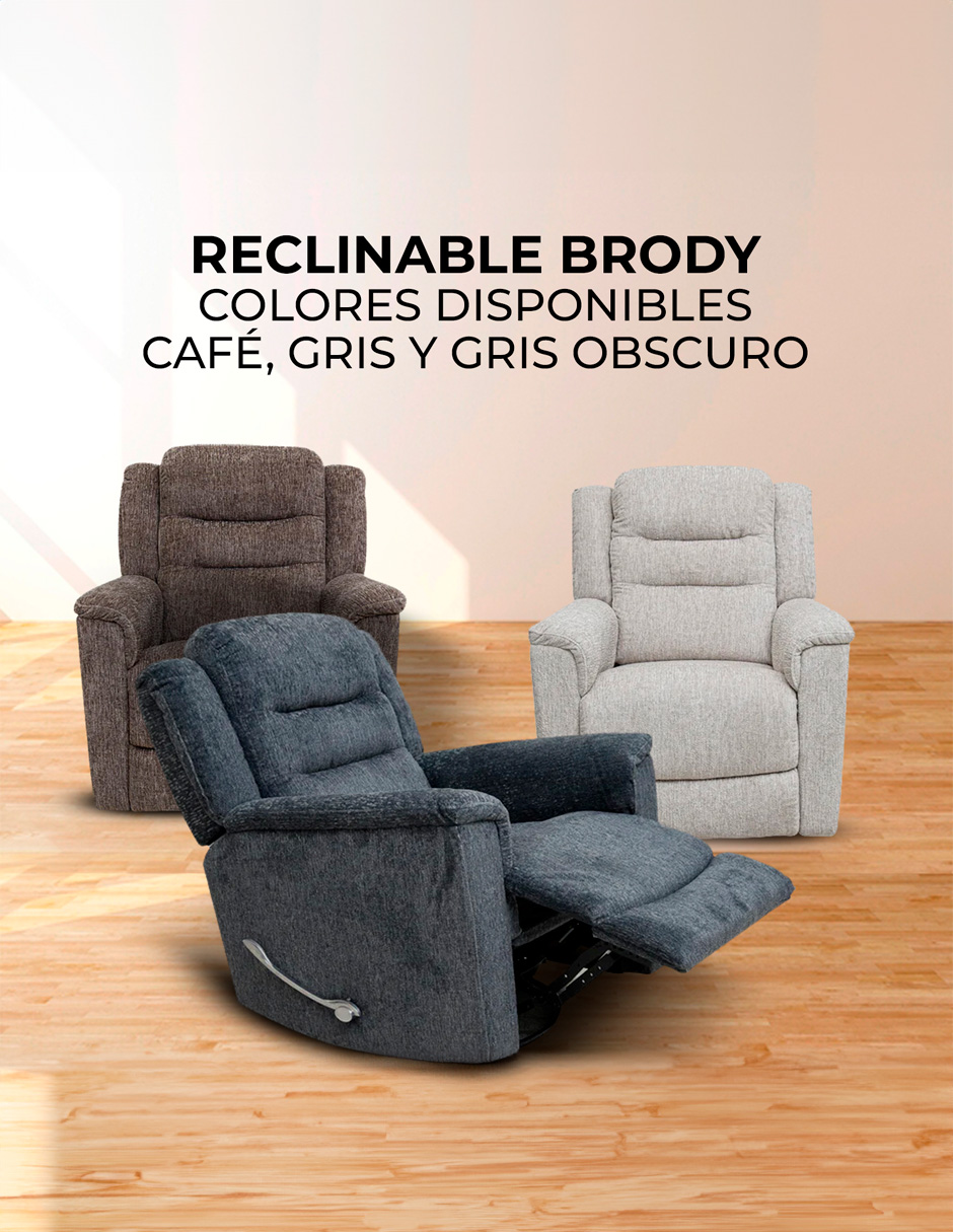 Sillón Reclinable Giratorio con Mecedora Brodi de tela color Café