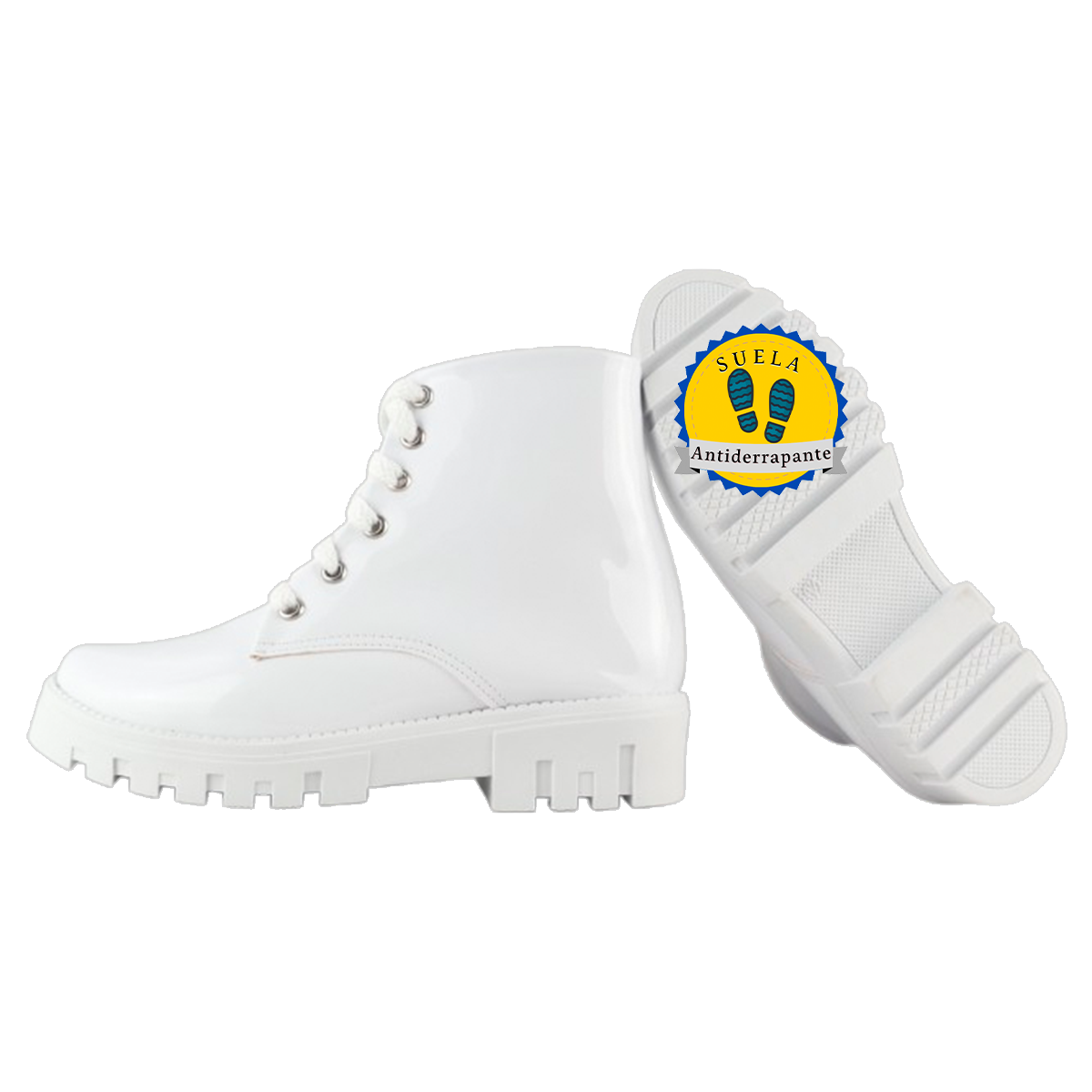 Botas Niña Juvenil Charol Blanco Vestir Moda Cómodas 900-CB