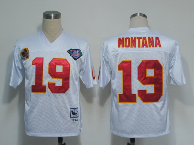 Fantastico! Jersey Jefes Kansas City Chiefs BORDADO Joe Montana 19 Retro Blanco Talla XL
