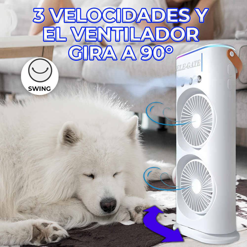 Ventilador de torre de 37 cms de alto doble ventilador gira 90 Grados