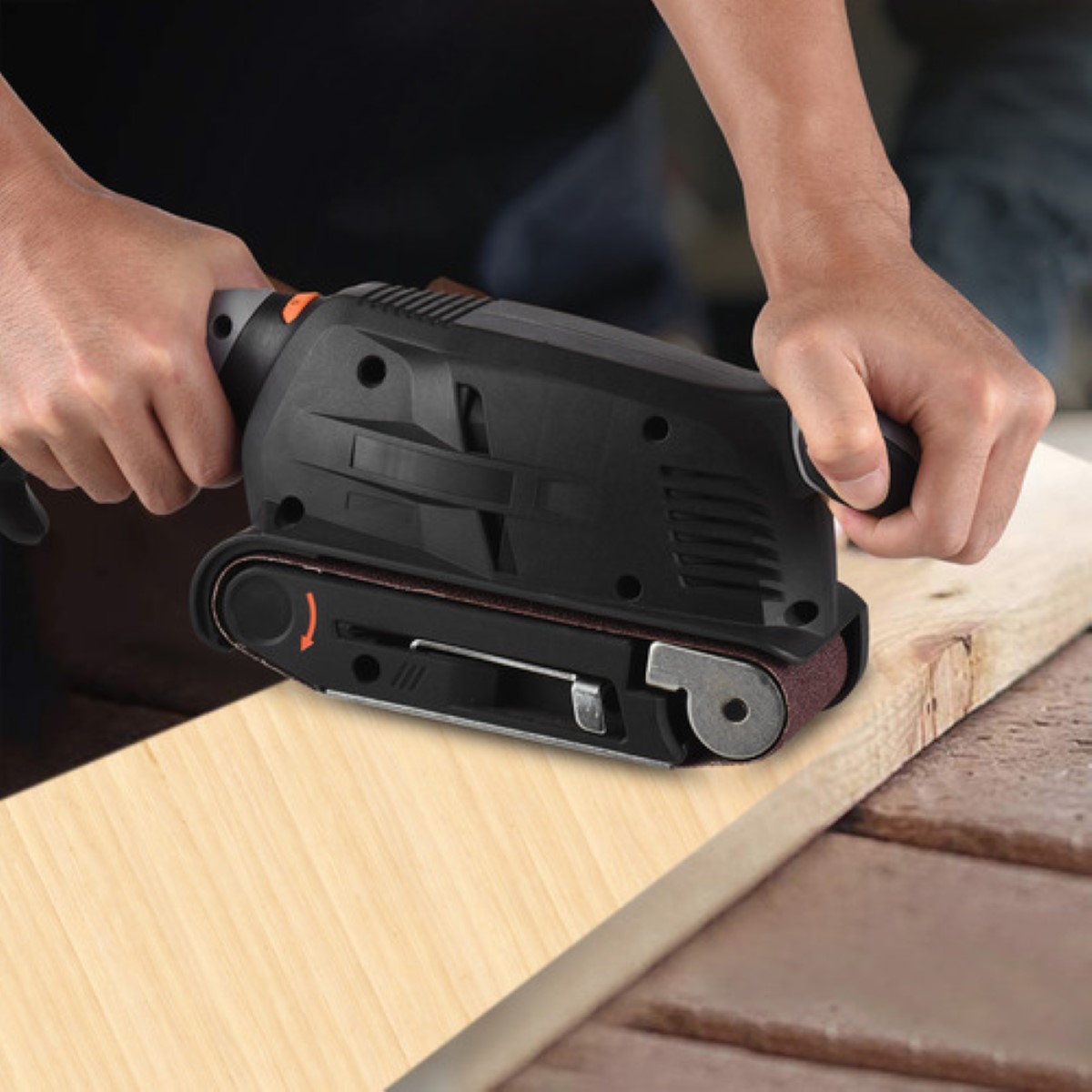 Lijadora De Banda Eléctrica De 600 W Para Madera, Potencia D Color Negro