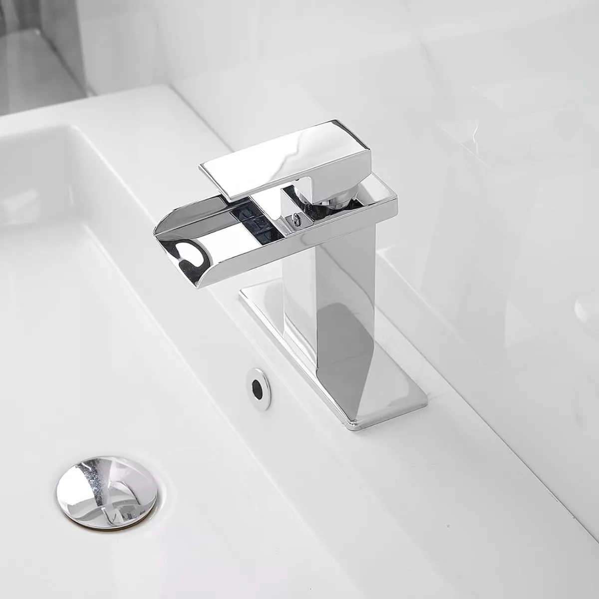 Llave Monomando Mezcladora Lavabo Baño Cascada Acero 16cm Cromo