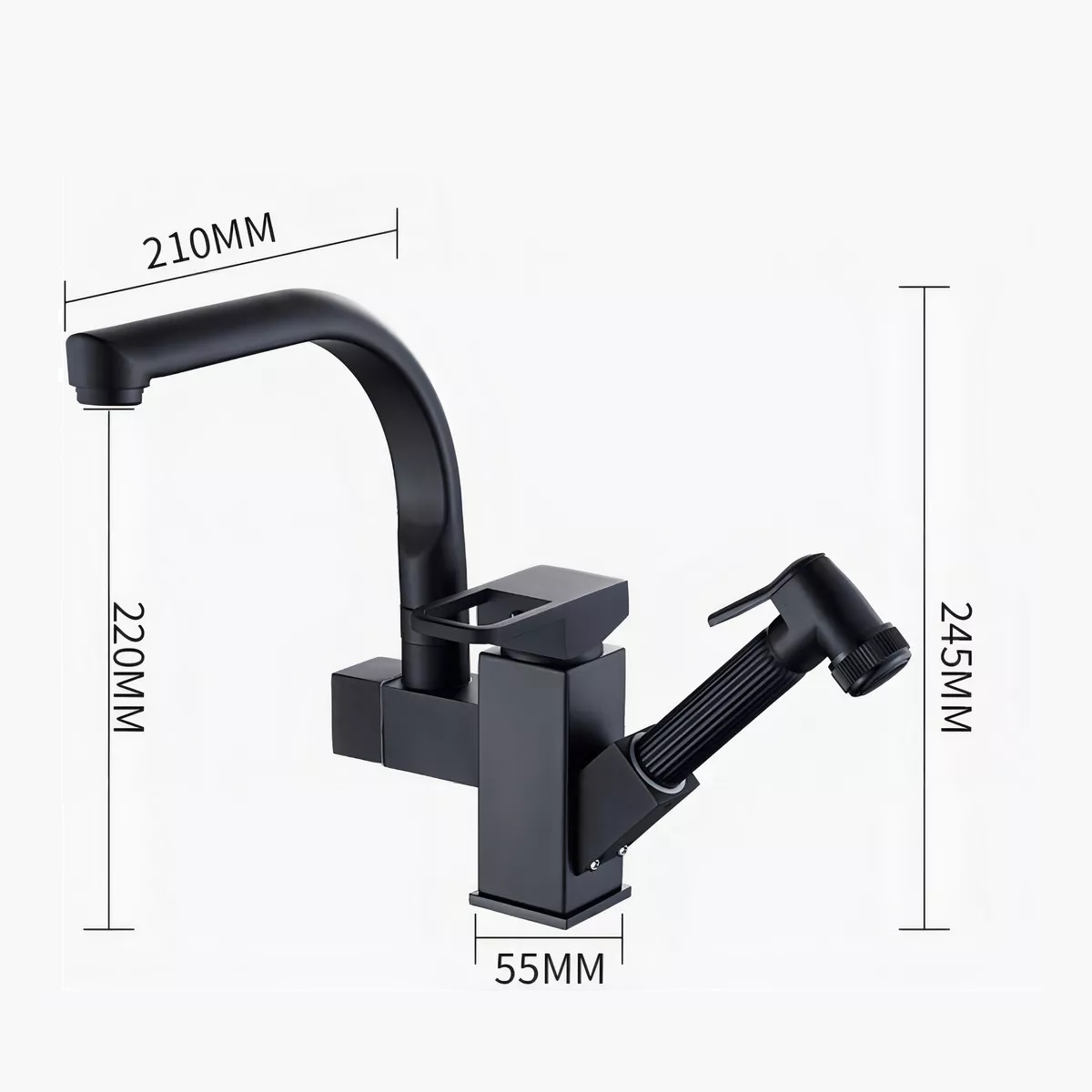 Mezcladora Para Fregadero Flexible Llave Cocina Puede Sacar Color Negro