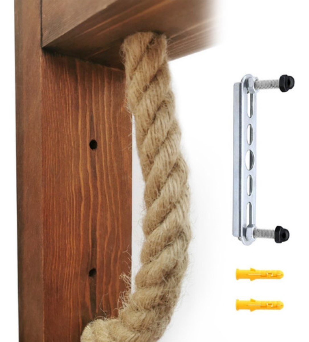 Lámpara Pared Estilo Vintage Cuerda Madera Rústica 1 pz
