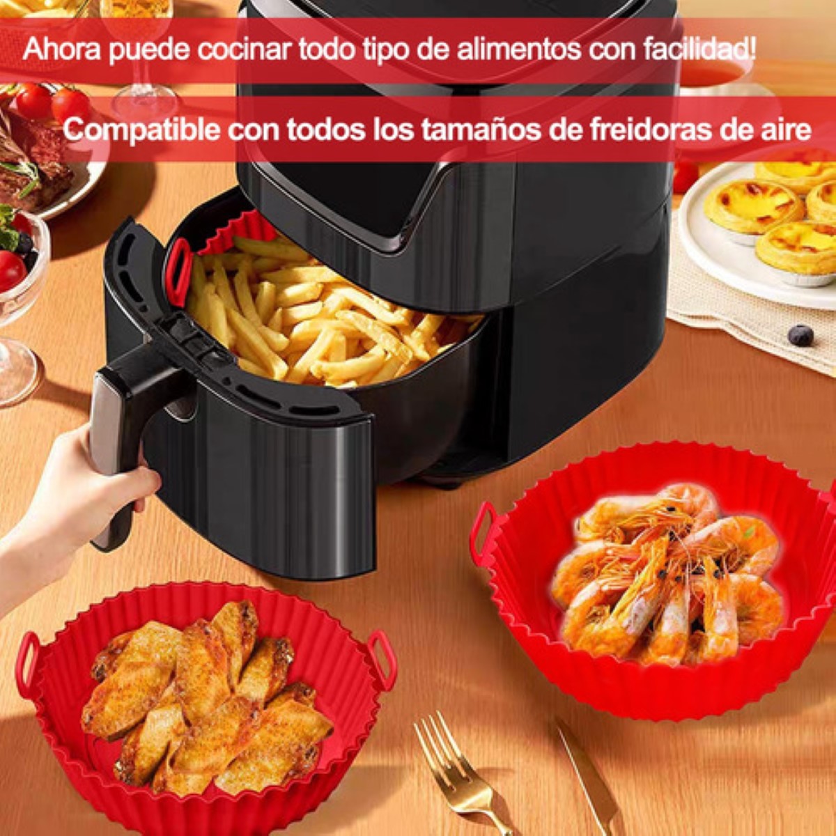 Molde Para Hornear De Silicona Para Freidora De Aire 12 pz Rojo