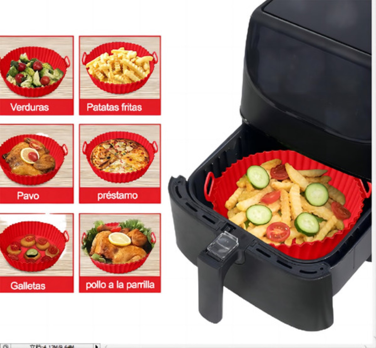 Molde Para Hornear De Silicona Para Freidora De Aire 12 pz Rojo