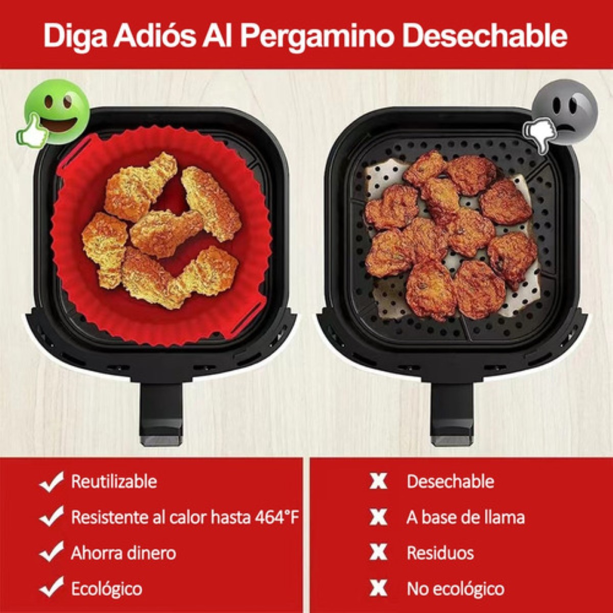 Molde Para Hornear De Silicona Para Freidora De Aire 12 pz Rojo