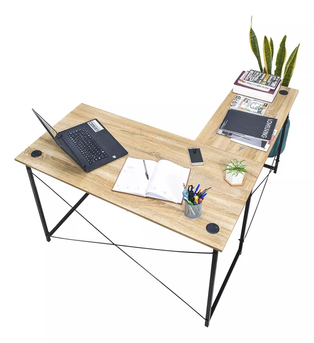 Escritorio Top Living Desk-11 melamina de 140cm x 75.5cm x 60cm x 120cm
