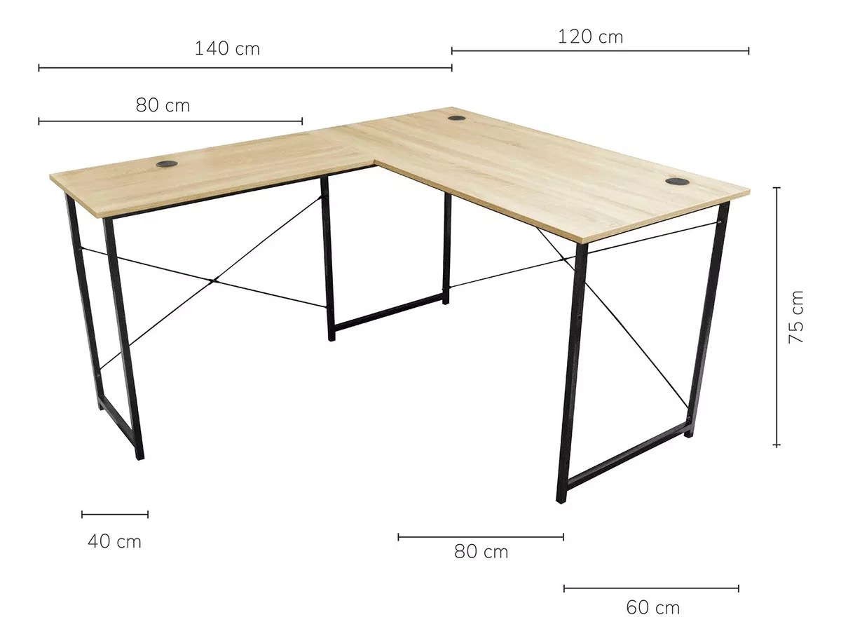 Escritorio Top Living Desk-11 melamina de 140cm x 75.5cm x 60cm x 120cm