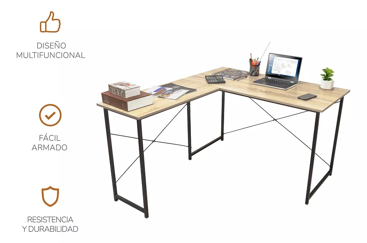 Escritorio Top Living Desk-11 melamina de 140cm x 75.5cm x 60cm x 120cm