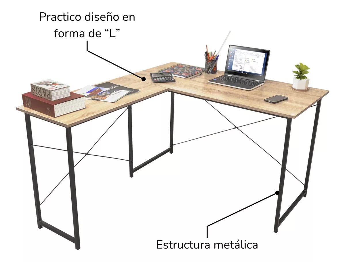 Escritorio Top Living Desk-11 melamina de 140cm x 75.5cm x 60cm x 120cm