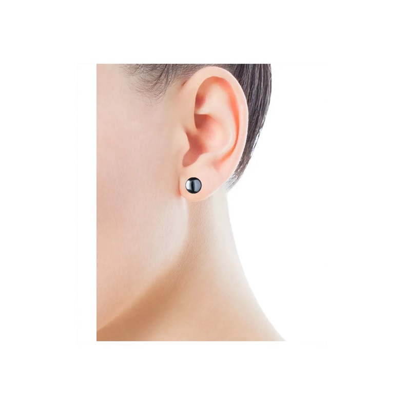 Aretes Perla Cultivada Negra Natural y Oro 14k A086.