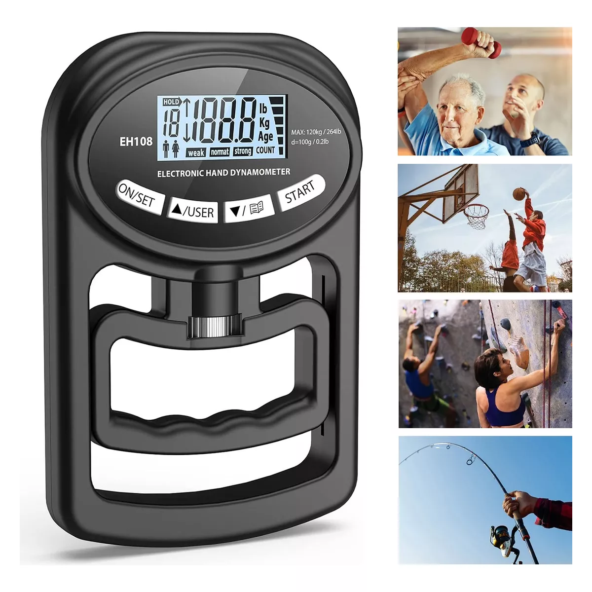 Dinamómetro Electrónico De Mano Digital Lcd 120kg