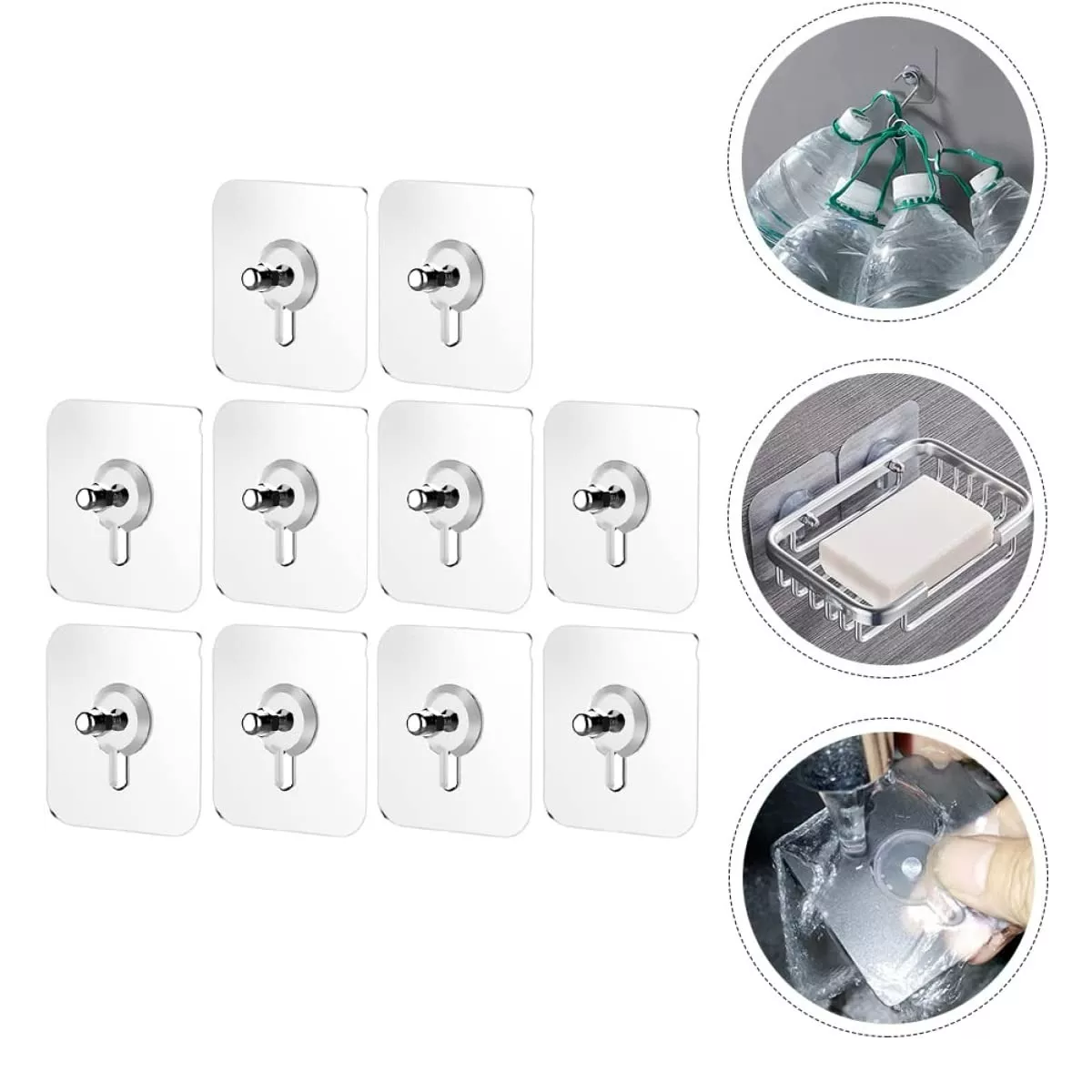 10 Piezas De Clavos Adhesivos Sin Tornillos Gancho De Pared