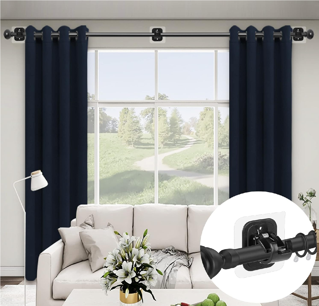 Soporte Ajustable Para Cortinero, Pared Gancho 10pcs
