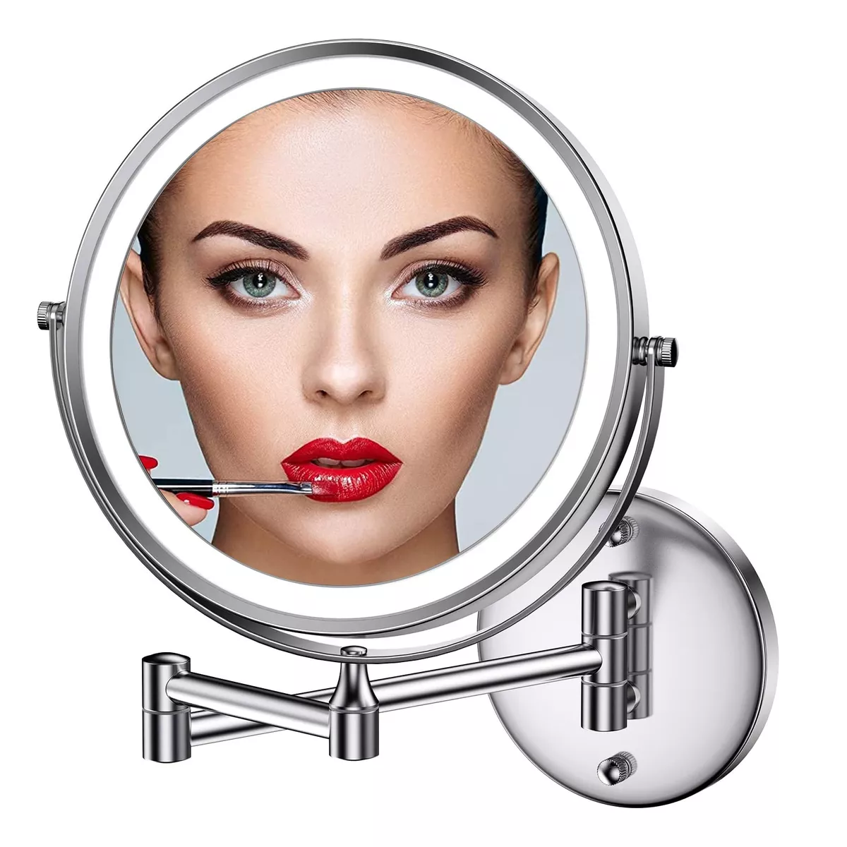 Espejo Maquillaje Plegable Con Luz Tríptica Aumentos 3x/2x