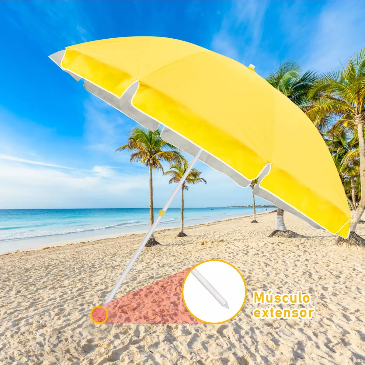 Sombrilla Para Jardín O Playa Con Funda Sol 1.8m De Diámetro
