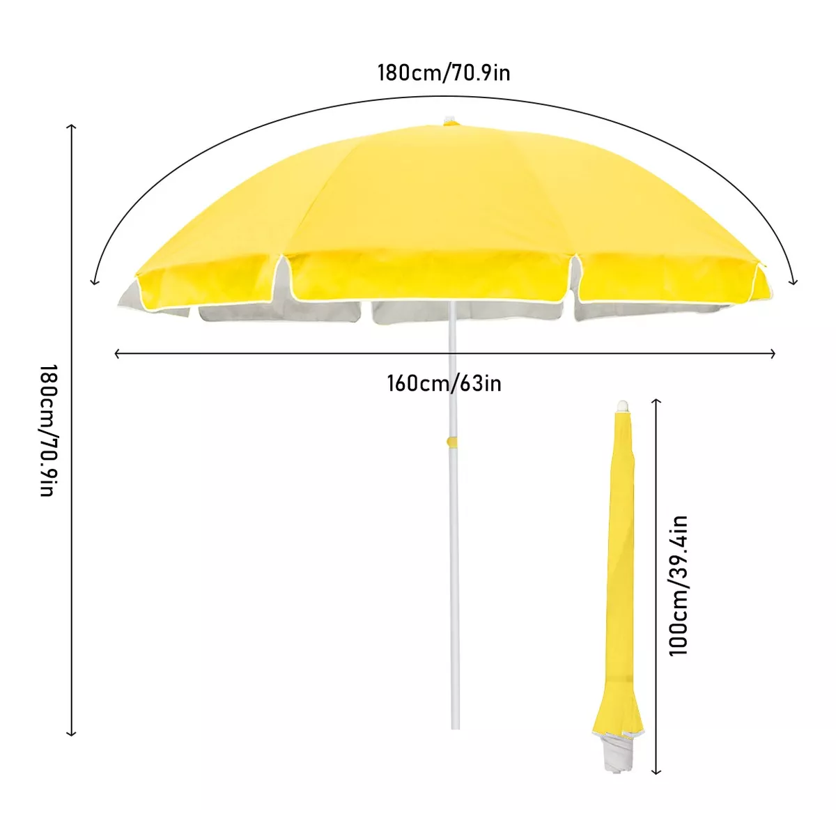 Sombrilla Para Jardín O Playa Con Funda Sol 1.8m De Diámetro