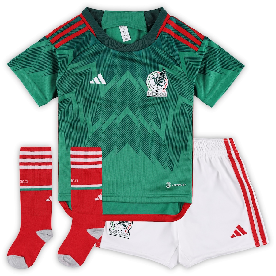 ADIDAS Uniforme Completo de Fútbol Local Selección Mexicana Mundial 2022 - Talla 4 (4-5 Años) Unisex