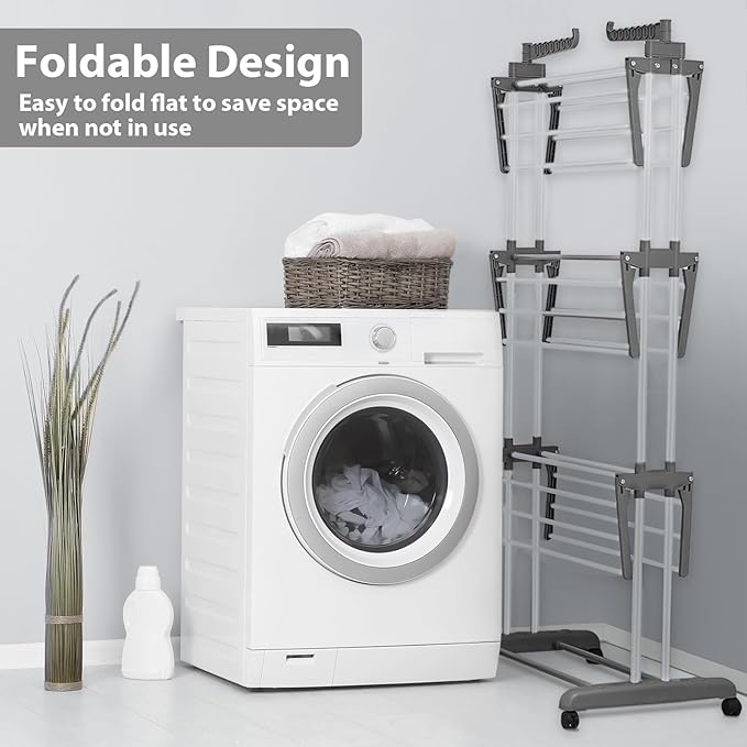 A Tendedero Plegable para Ropa Vertical de 4 Niveles