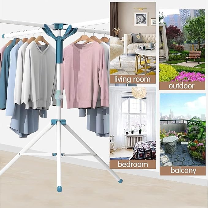 A  Tendedero para Ropa, Plegable Soporte de Secador para Ropa, Trípode, Portátil de Acero Inoxidable