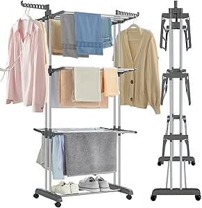 A Tendedero Plegable para Ropa Vertical de 4 Niveles