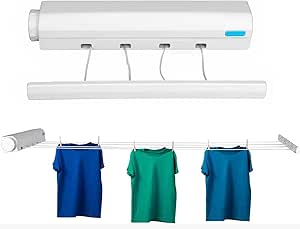 A Tendedero de Ropa Retráctil Plegable, 4 Cables de 3.2 Metros, Ajustable, Fácil de Instalar para Interiores