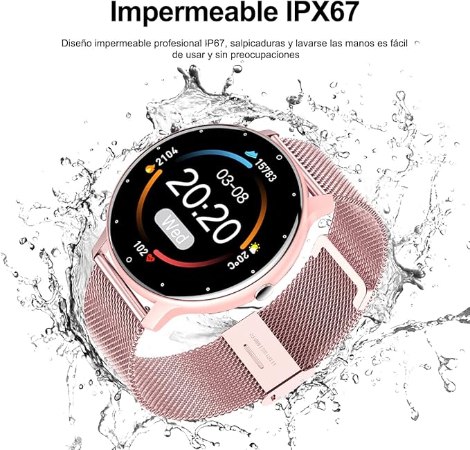 A EASYTAO Smartwatch Mujer, Reloj Inteligente Impermeable IPX67